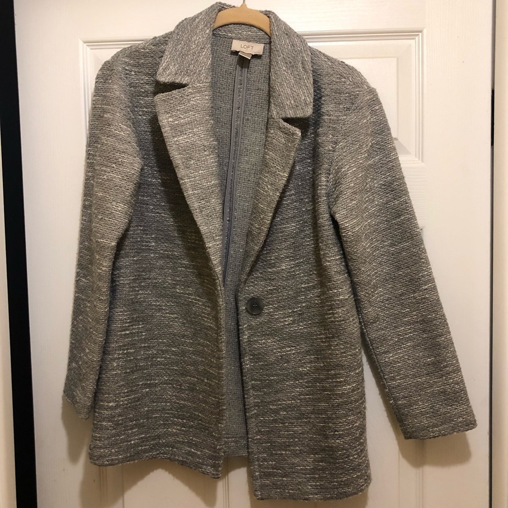 Gray Tweed Blazer by Loft. EUC XXSP but S/M